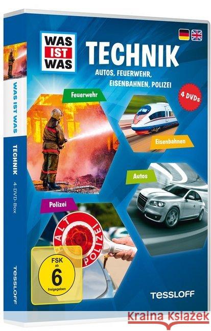 Technik - Autos, Feuerwehr, Eisenbahnen, Polizei, 4 DVDs  9783788642938 Tessloff - książka