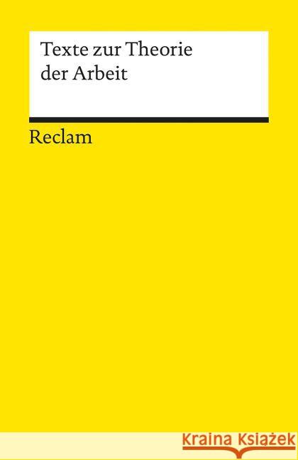 Texte zur Theorie der Arbeit  9783150190333 Reclam, Ditzingen - książka