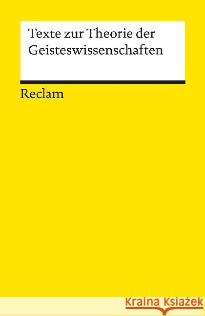 Texte zur Theorie der Geisteswissenschaften  9783150193532 Reclam, Ditzingen - książka