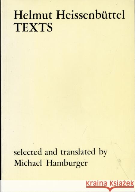Texts Helmut Heissenbuttel 9780714525907 Marion Boyars Publishers Ltd - książka