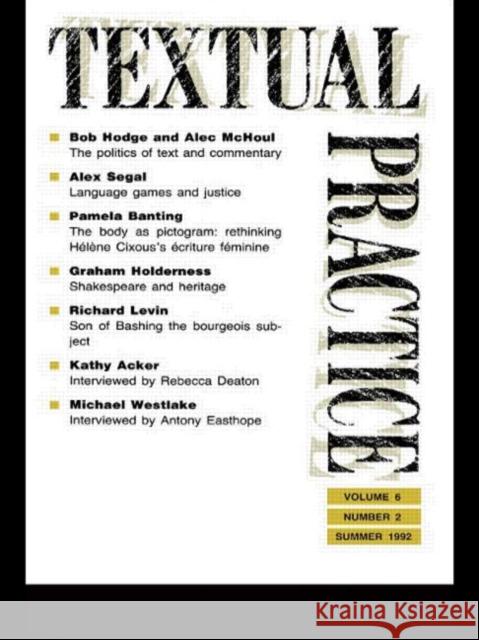 Textual Practice: Volume 6, Issue 2 Hawkes, Terence 9780415081122 Routledge - książka