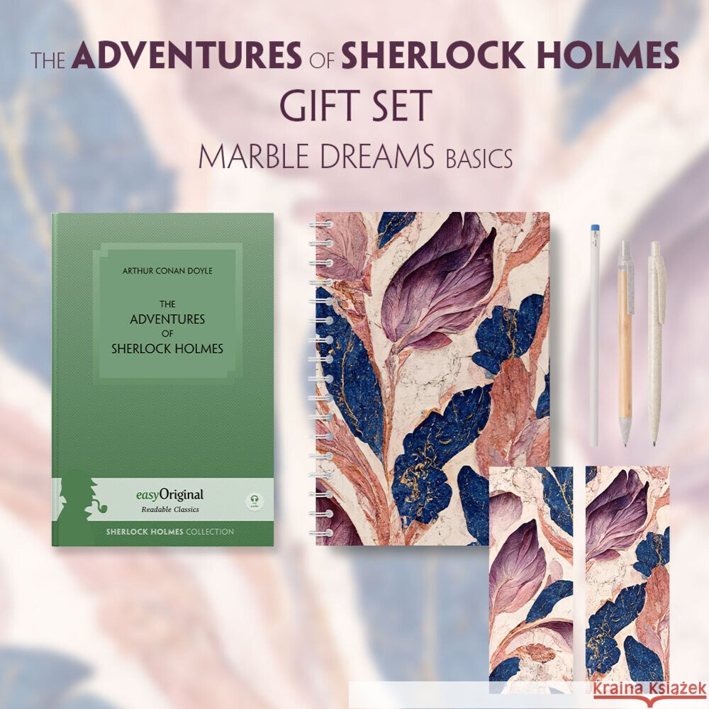 The Adventures of Sherlock Holmes (with audio-online) Readable Classics Geschenkset + Marmorträume Schreibset Basics, m. 1 Beilage, m. 1 Buch Doyle, Arthur Conan 9783991681069 EasyOriginal - książka