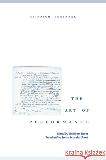 The Art of Performance Heinrich Schenker Heribert Esser Irene Schreier Scott 9780195151510 Oxford University Press - książka