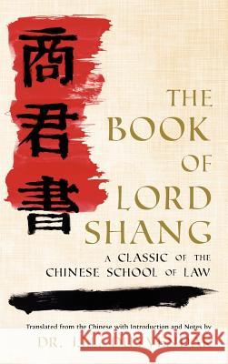 The Book of Lord Shang Yang Shang J. J. L. Duyvendak 9781584772415 Lawbook Exchange - książka