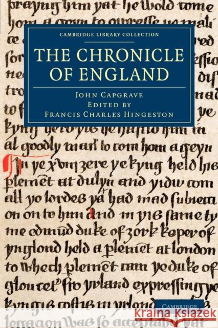 The Chronicle of England John Capgrave Francis Charles Hingeston  9781108042741 Cambridge University Press - książka