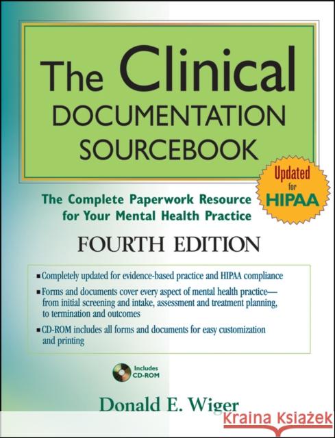 the clinical documentation sourcebook: the complete paperwork resource for your mental health practice  Wiger, Donald E. 9780470527788  - książka