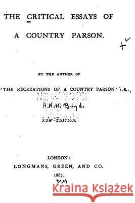 The Critical Essays of a Country Parson Andrew Kennedy Hutchinson Boyd 9781535294409 Createspace Independent Publishing Platform - książka