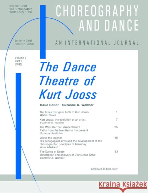 The Dance Theatre of Kurt Jooss  9783718654482 TAYLOR & FRANCIS LTD - książka