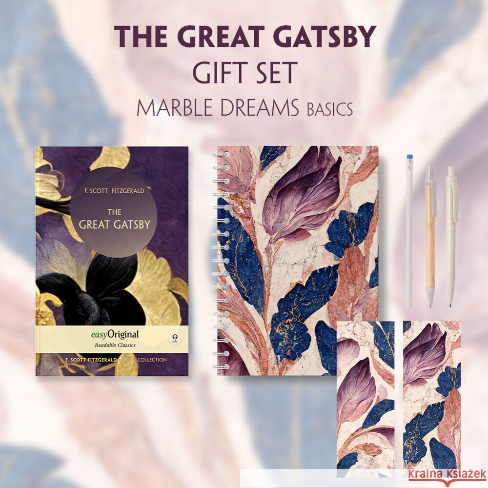 The Great Gatsby (with audio-online) Readable Classics Geschenkset + Marmorträume Schreibset Basics, m. 1 Beilage, m. 1 Buch Fitzgerald, F. Scott 9783991680949 EasyOriginal - książka
