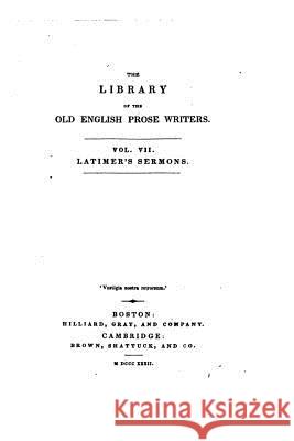 The Library of the Old English Prose Writers - Vol. VII Thomas Fuller 9781530876228 Createspace Independent Publishing Platform - książka