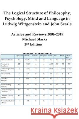 The Logical Structure of Philosophy, Psychology, Mind and Language in Ludwig Wittgenstein and John Searle: Articles and Reviews 2006-2019 2nd Edition Michael Starks 9781797673967 Independently Published - książka