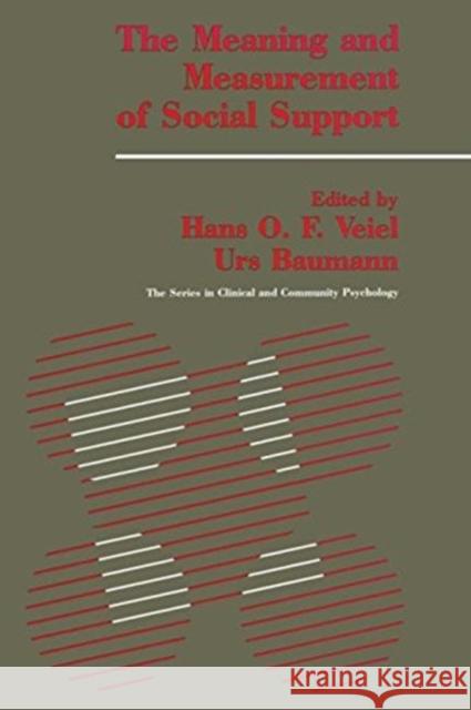 The Meaning and Measurement of Support Veiel, Hans O. 9781560322207 Taylor & Francis - książka