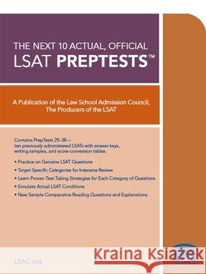 The Next 10 Actual Official LSAT Preptests: (Preptests 29-38) Law School Admission Council 9780979305054 Law School Admission Council - książka