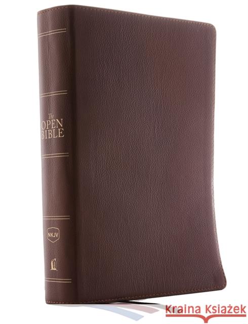 The NKJV, Open Bible, Genuine Leather, Brown, Red Letter Edition, Comfort Print: Complete Reference System Thomas Nelson 9780785222408 Thomas Nelson - książka