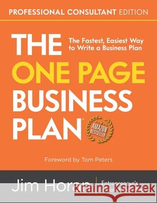 The One Page Business Plan Professional Consultant Edition Jim Horan 9781797571744 Independently Published - książka