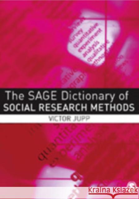 The Sage Dictionary of Social Research Methods Jupp, Victor 9780761962977 Sage Publications - książka