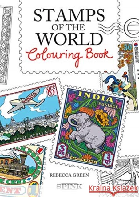 The Stamps of the World Colouring Book Rebecca Green 9781912667628 Spink Books - książka