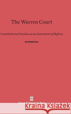 The Warren Court Archibald Cox 9780674284937 Harvard University Press - książka