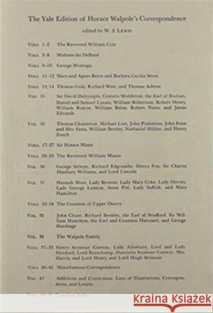 The Yale Editions of Horace Walpole's Correspondence, Volume 30: With George Selwyn, Lord Lincoln, Sir Charles Handbury Williams, Henry Fox, and Richa Walpole, Horace 9780300007121 Yale University Press - książka