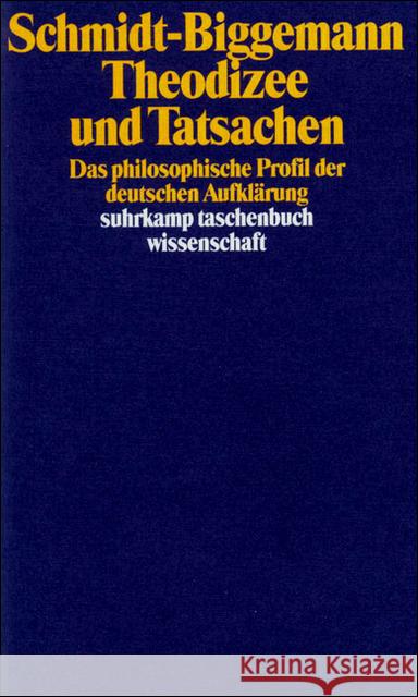 Theodizee und Tatsachen : Das philosophische Profil der deutschen Aufklärung Schmidt-Biggemann, Wilhelm 9783518283226 Suhrkamp - książka