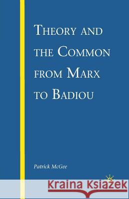 Theory and the Common from Marx to Badiou P. McGee 9781349378999 Palgrave MacMillan - książka