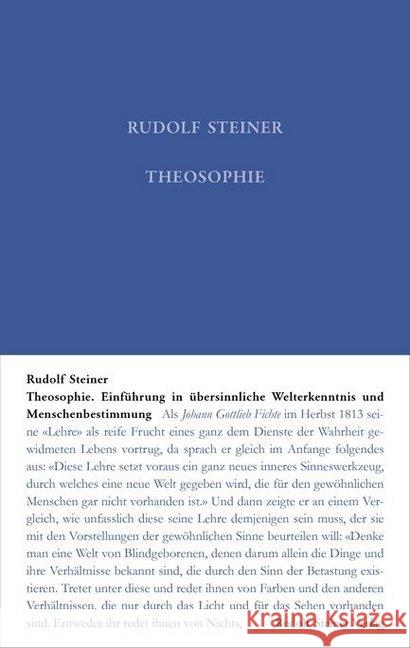 Theosophie : Einführung in übersinnliche Welterkenntnis und Menschenbestimmung Steiner, Rudolf 9783727400919 Rudolf Steiner Verlag - książka