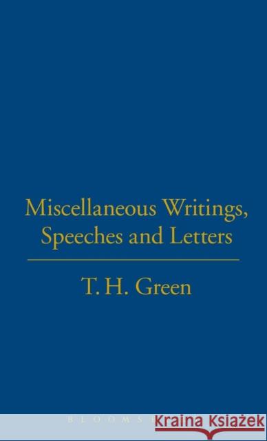 T.H.Green. Miscellaneous Writings, Henry Green T. H. Green Peter Nicholson 9781843710141 Thoemmes Press - książka