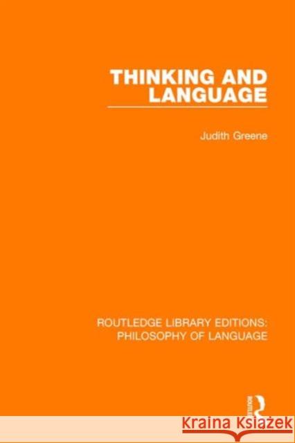 Thinking and Language Judith Greene 9781138696471 Taylor and Francis - książka