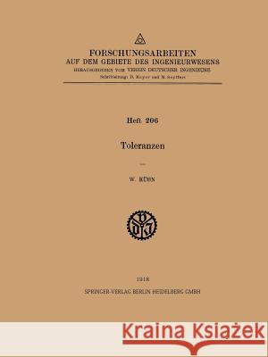 Toleranzen W. Kuhn 9783662017289 Springer - książka