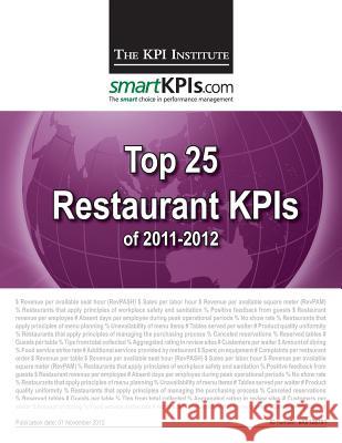 Top 25 Restaurant KPIs of 2011-2012 Smartkpis Com 9781484156131 Createspace - książka
