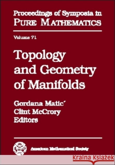 Topology and Geometry of Manifolds  9780821835074 AMERICAN MATHEMATICAL SOCIETY - książka
