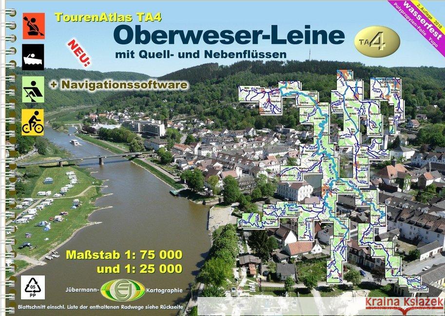 TourenAtlas Wasserwandern / TourenAtlas TA4 Oberweser-Leine : Oberweser-Leine - mit Quell- und Nebenflüssen Jübermann, Erhard 9783929540789 Jübermann - książka