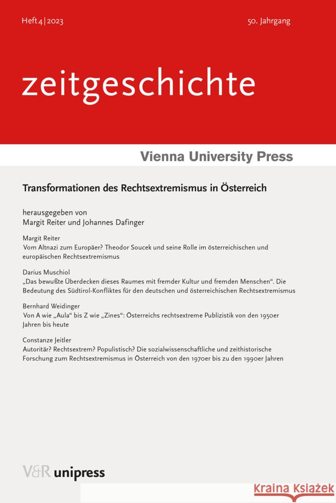 Transformationen Des Rechtsextremismus in Osterreich Johannes Dafinger Margit Reiter 9783847115694 V&R Unipress - książka