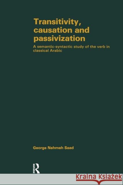 Transivity Causatn & Passivizatn Saad 9781138986046 Routledge - książka