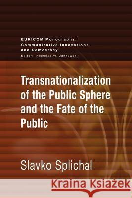 Transnationalization of the Public Sphere and the Fate of the Public Slavko Splichal 9781612890371 Eurospan (JL) - książka