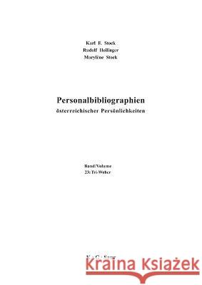 Tri - Weber Karl F Rudolf Ma Stock Heilinger Stock 9783598248818 de Gruyter - książka