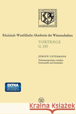 Trümmersprachen Zwischen Grammatik Und Geschichte Untermann, Jürgen 9783531072456 Vs Verlag Fur Sozialwissenschaften - książka