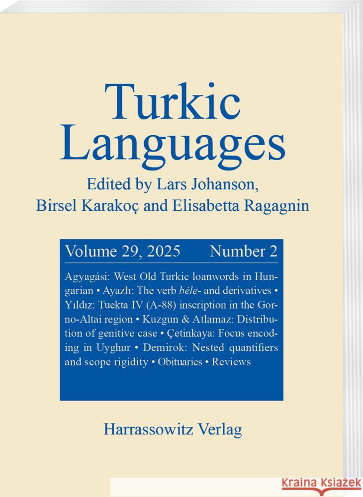 Turkic Languages 29 (2025) 2  9783447184731 Harrassowitz - książka