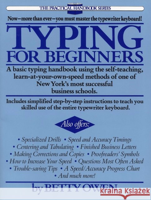 Typing for Beginners Betty Owen Patricia Malkin 9780399511479 Perigee Books - książka