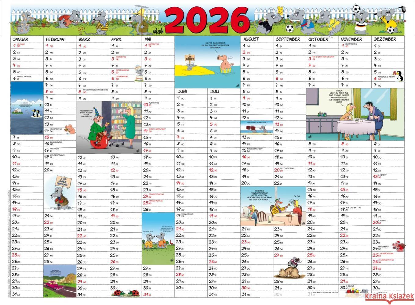 Uli Stein Jahresplaner 2026: Posterkalender Stein, Uli 9783830322443 Lappan Verlag - książka