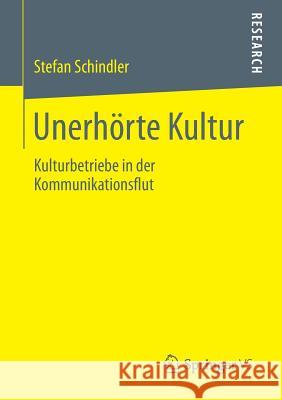 Unerhörte Kultur: Kulturbetriebe in Der Kommunikationsflut Schindler, Stefan 9783658018863 Springer vs - książka