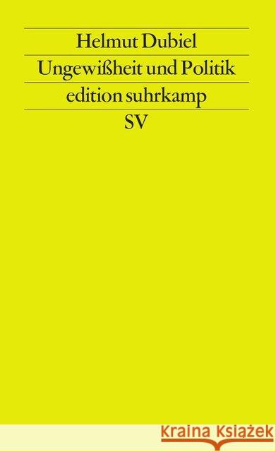 Ungewißheit und Politik Dubiel, Helmut 9783518118917 Suhrkamp - książka