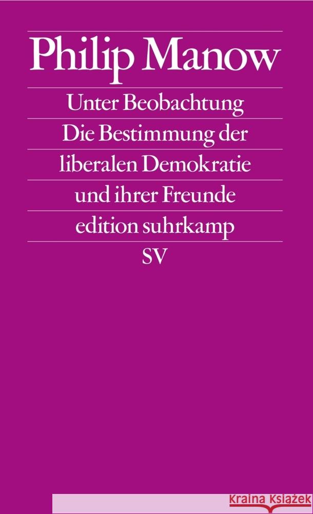 Unter Beobachtung Manow, Philip 9783518127964 Suhrkamp - książka