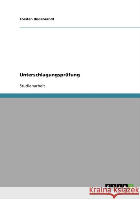 Unterschlagungsprüfung Hildebrandt, Torsten 9783638683814 Grin Verlag - książka