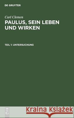 Untersuchung Carl Clemen, No Contributor 9783112676653 De Gruyter - książka