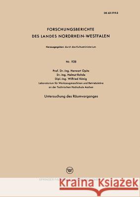Untersuchung Des Räumvorganges Opitz, Herwart 9783663037927 Vs Verlag Fur Sozialwissenschaften - książka