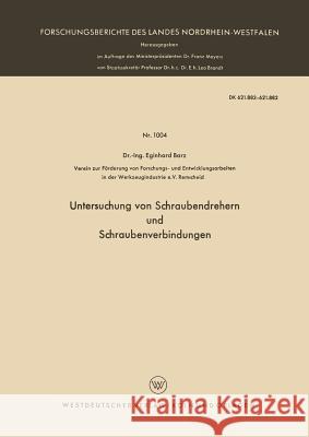 Untersuchung Von Schraubendrehern Und Schraubenverbindungen Eginhard Barz 9783663038078 Vs Verlag Fur Sozialwissenschaften - książka