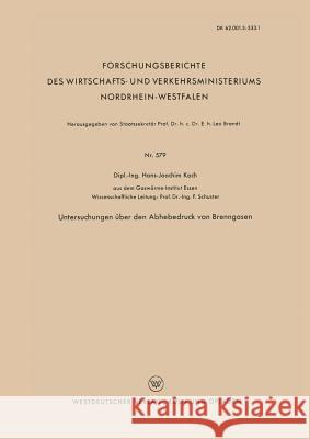 Untersuchungen Über Den Abhebedruck Von Brenngasen Koch, Hans-Joachim 9783663038276 Vs Verlag Fur Sozialwissenschaften - książka