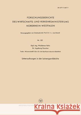 Untersuchungen in Der Leinengarnbleiche Waldemar Rohs 9783663038207 Vs Verlag Fur Sozialwissenschaften - książka