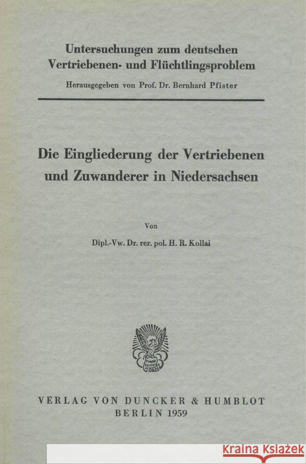 Untersuchungen zum deutschen Vertriebenen- und Flüchtlingsproblem.  9783428008131 Duncker & Humblot - książka